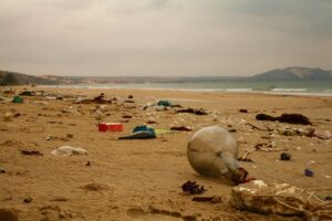 plastics rubbish on beach