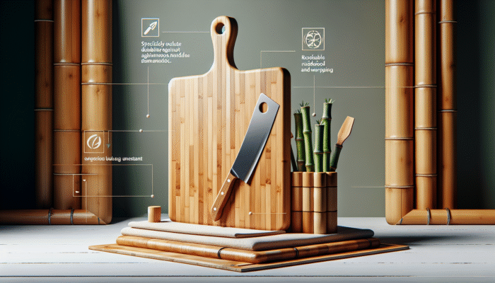 A durable hardwood and bamboo cutting board that resists knife marks and warping, promoting kitchen sustainability.