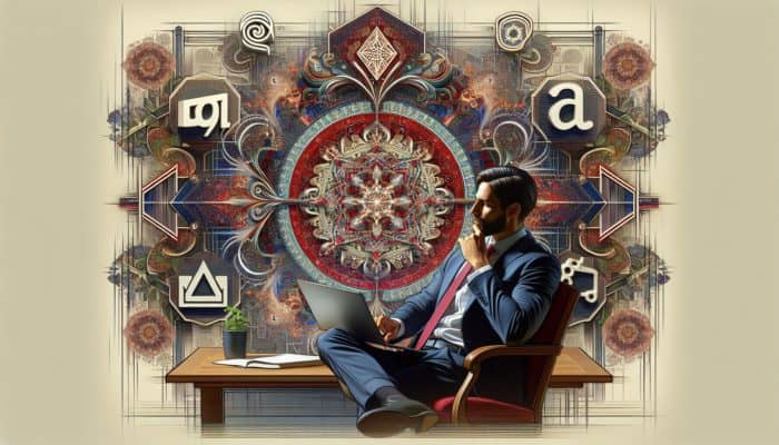 A small business owner reviewing e-commerce platform costs on a laptop, surrounded by various logos.