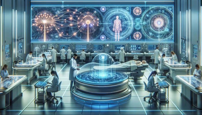 Advanced electroacupuncture devices showcased in a modern medical environment with healthcare professionals and relaxed patients.