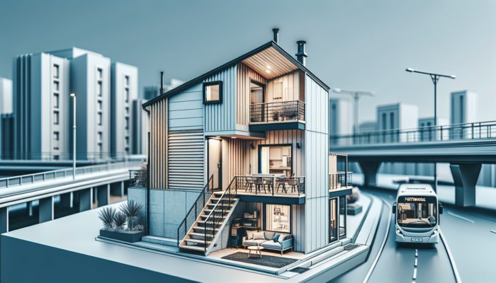 A modern entry-level home in Postmasburg near a public transit station.