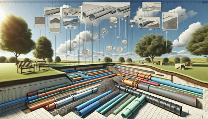 Diagram of French drain installation in backyard, illustrating PVC and solid-wall pipes, with labeled cost factors.