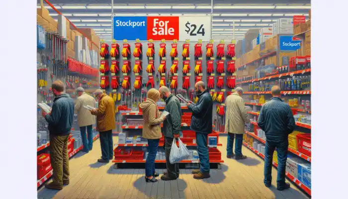 PVC Work Gloves For Sale at a Hardware Store in Stockport